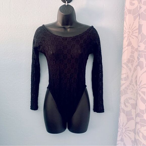 Spoiled Girls Black Sheer Lace Bodysuit Size Small - Picture 1 of 11